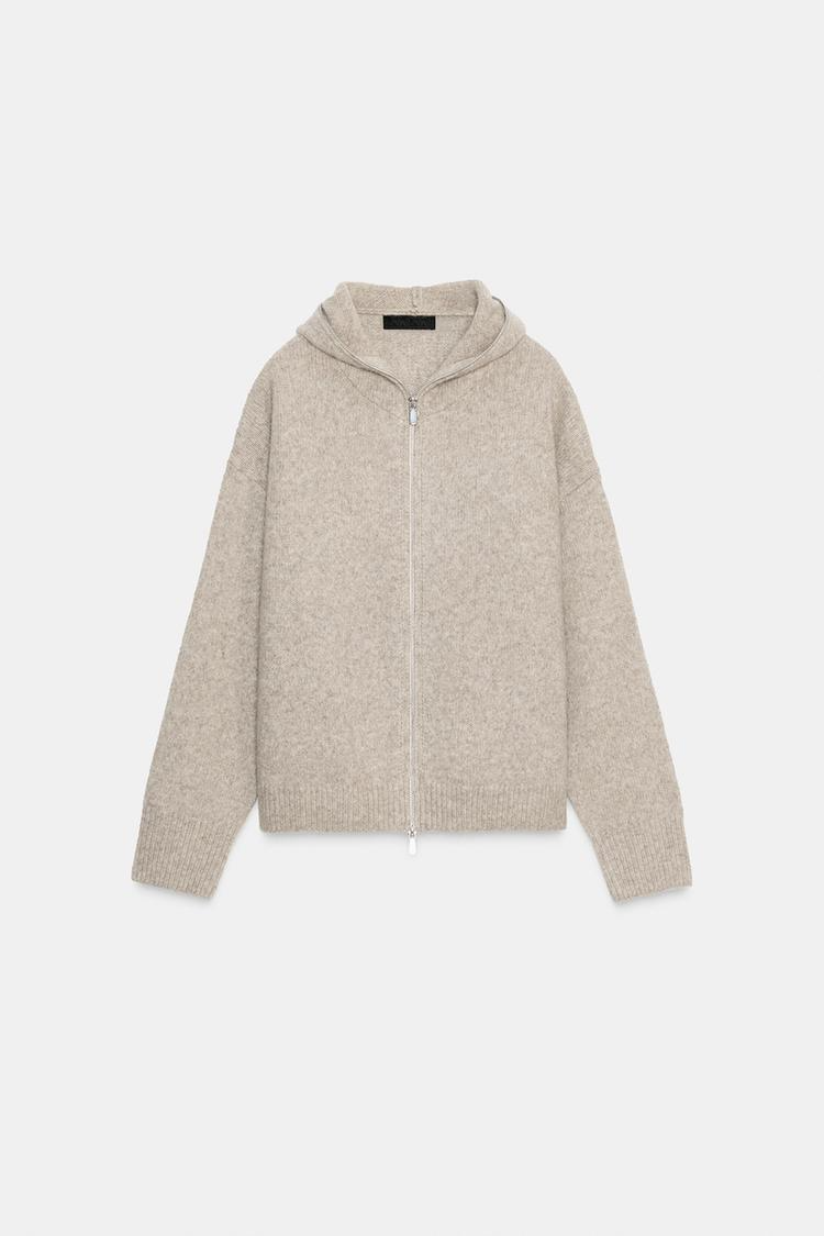 VESTE EN LAINE À CAPUCHE