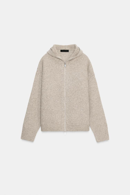 VESTE EN LAINE À CAPUCHE